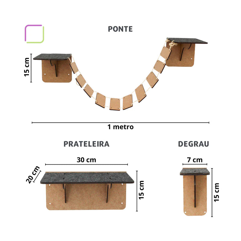 Playground para Gatos - Kit 16 Peças de Diversão e Aventura