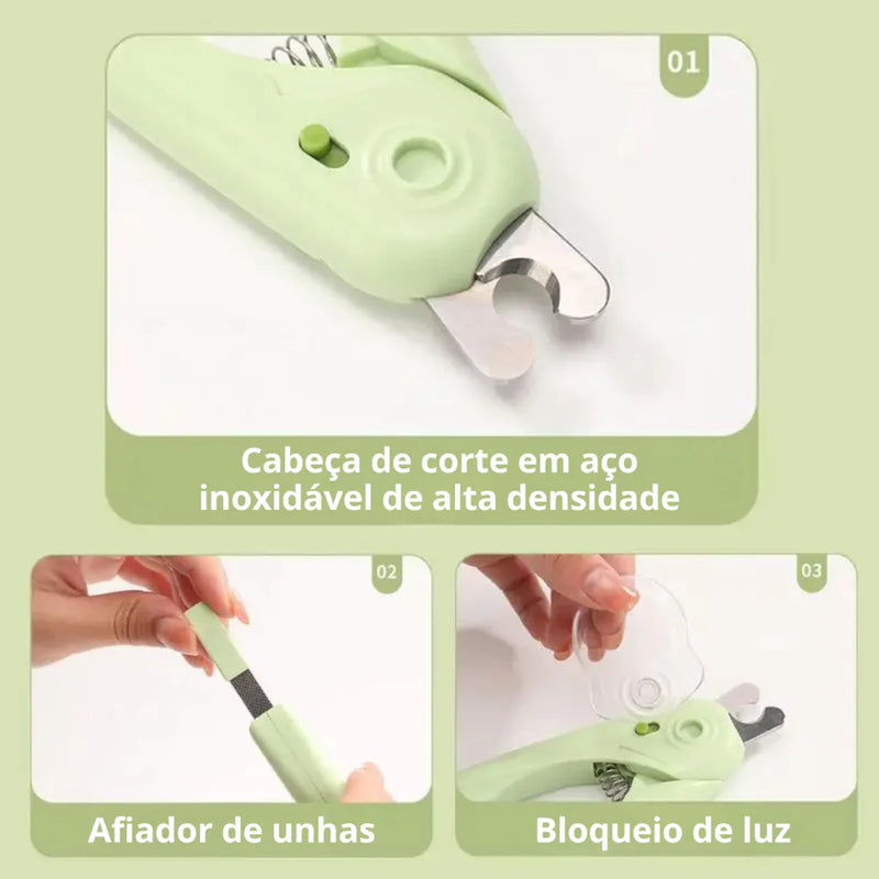 Kit Cortador de Unhas com Lixa para Cães e Gatos – Alicate com LED